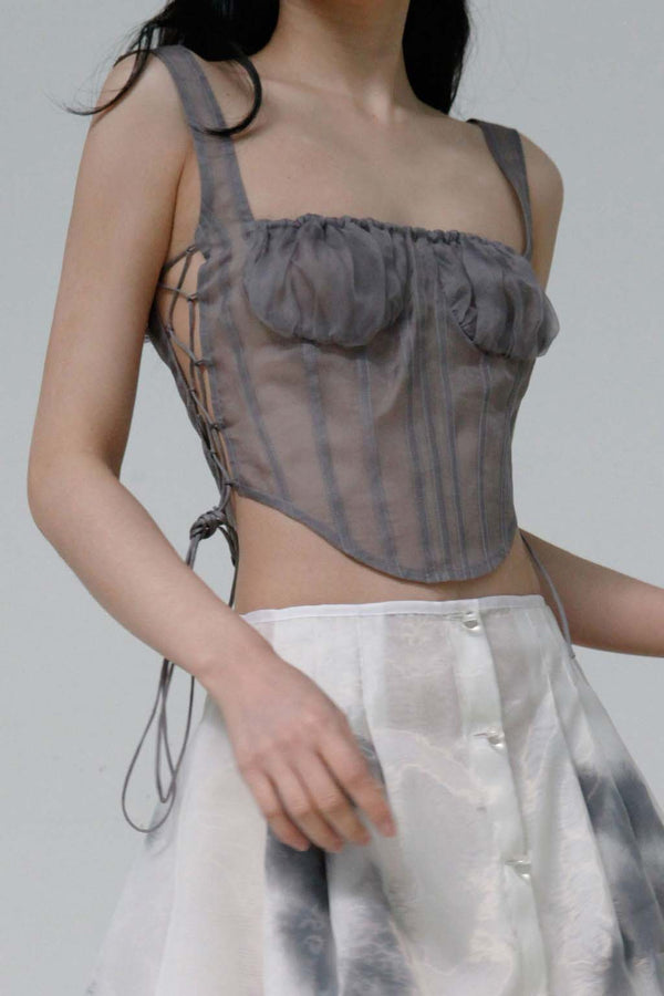 CAROLINE HU Silk Corset SS22GYT03 Grey PCH4